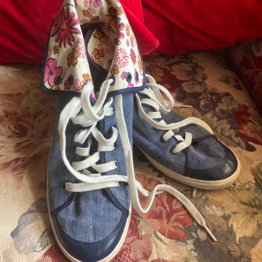 Coach High Top Denim Poppy Flap Erikka Sneakers